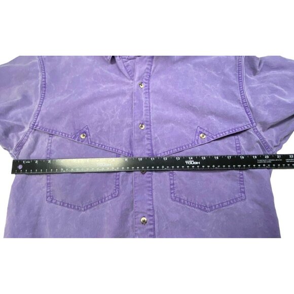 Vtg FRONTIER SERIES Men Western Denim Shirt Button Down Long Sleeve Sz M Purple - Picture 3 of 9
